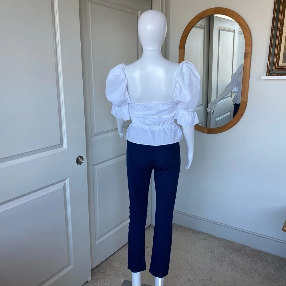 TORY BURCH BLUE STRETCH PANTS, SIZE XS